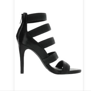 JANA WOMENS BLACK LEATHER STRAPPY HEELS Size 37-US 6 1/2